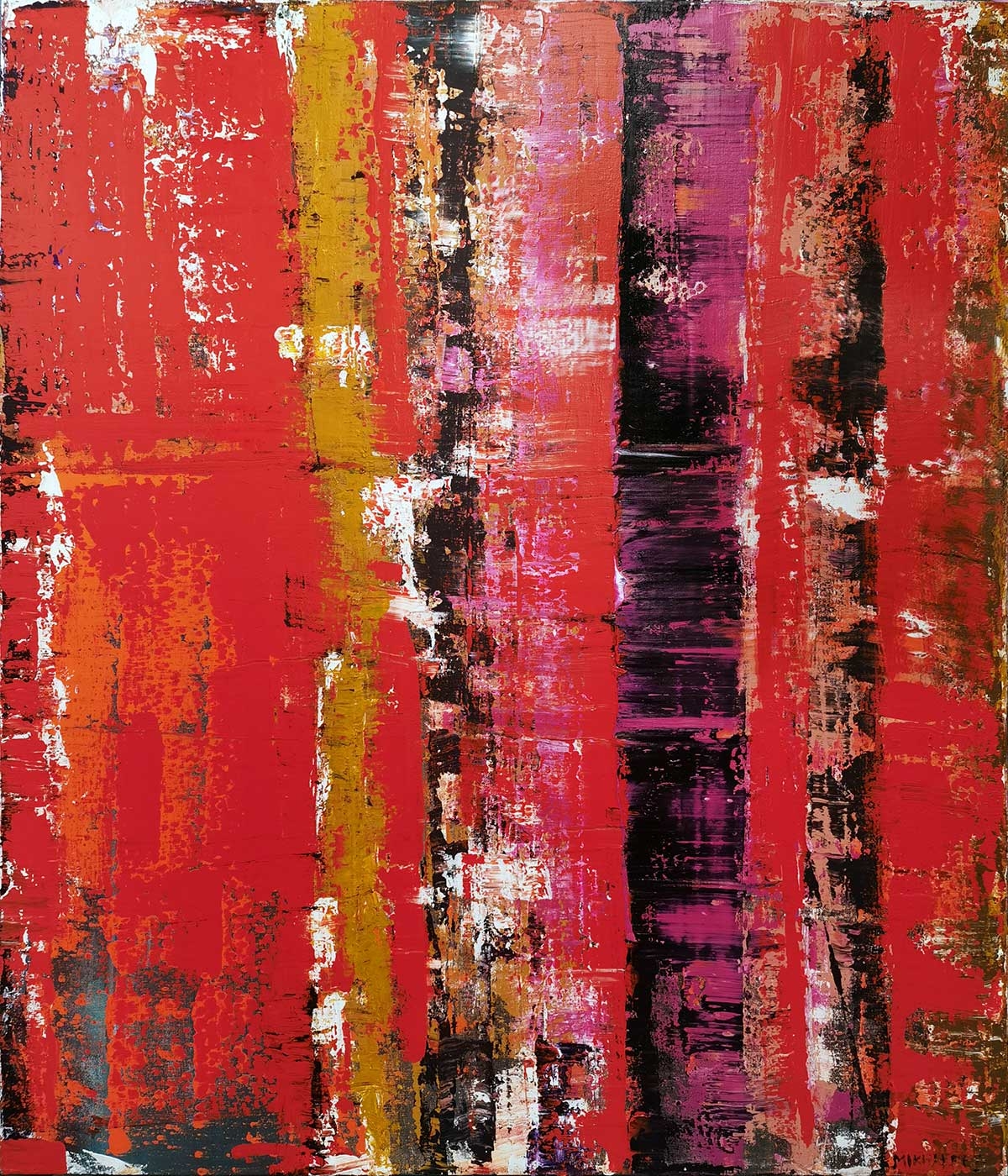 Красная абстракция картина на холсте 120х100 см / картина для интерьера на холсте масло