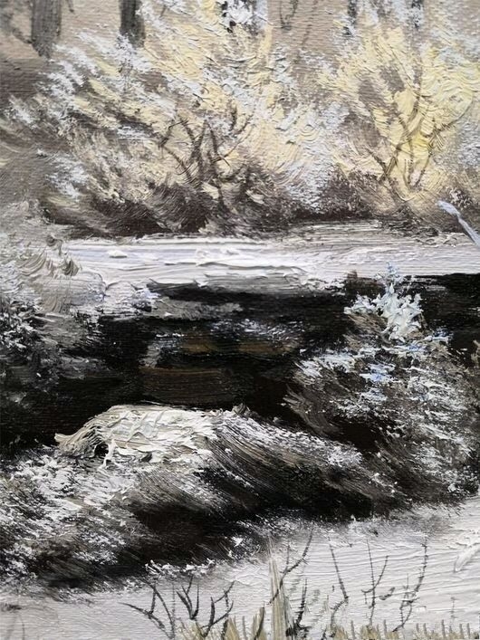 Картина с зимним лесом маслом Пейзажная живопись Картины