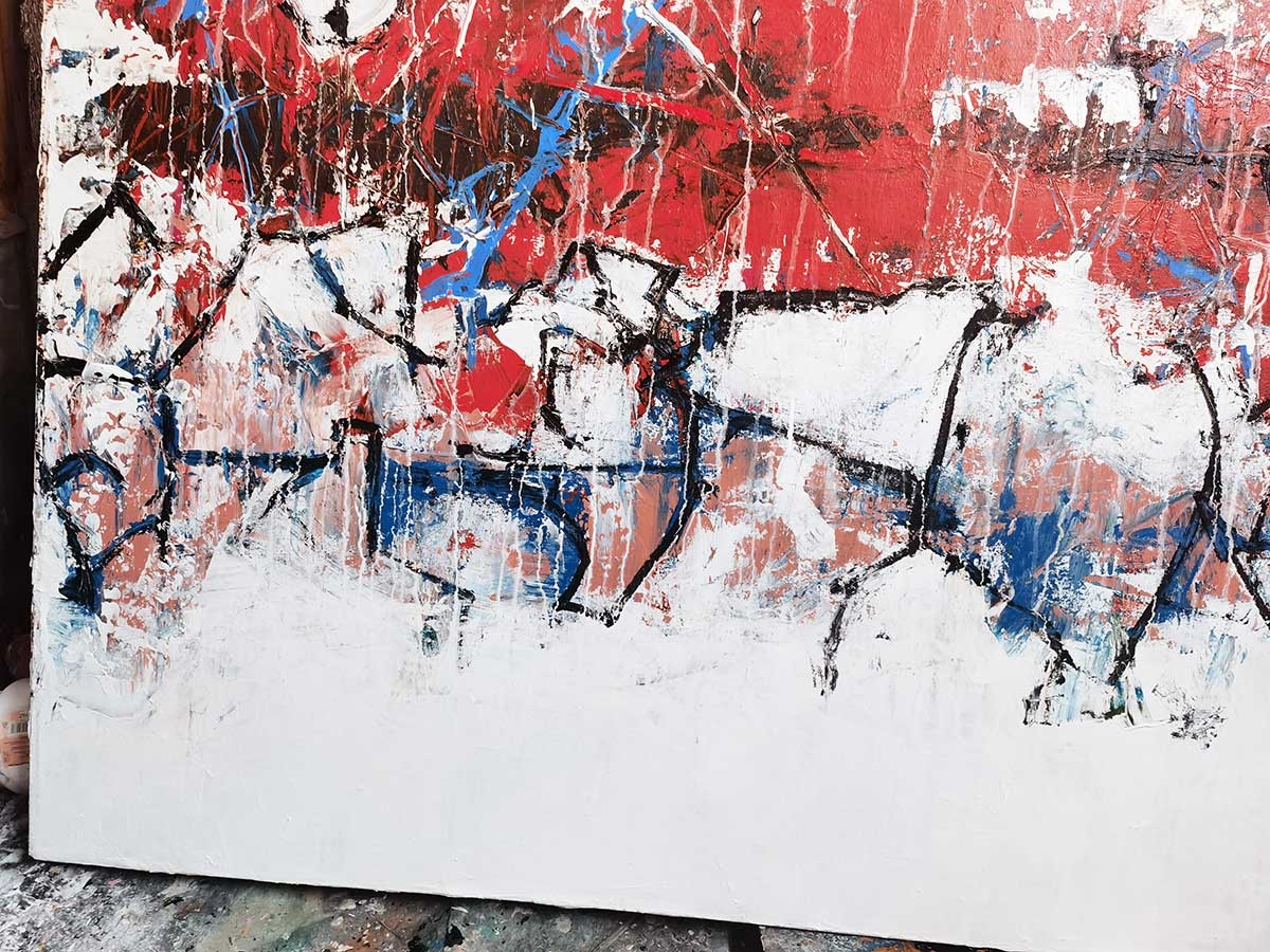 Картина“Белый звук 3” абстракция маслом на холсте 140×100 cm авторская