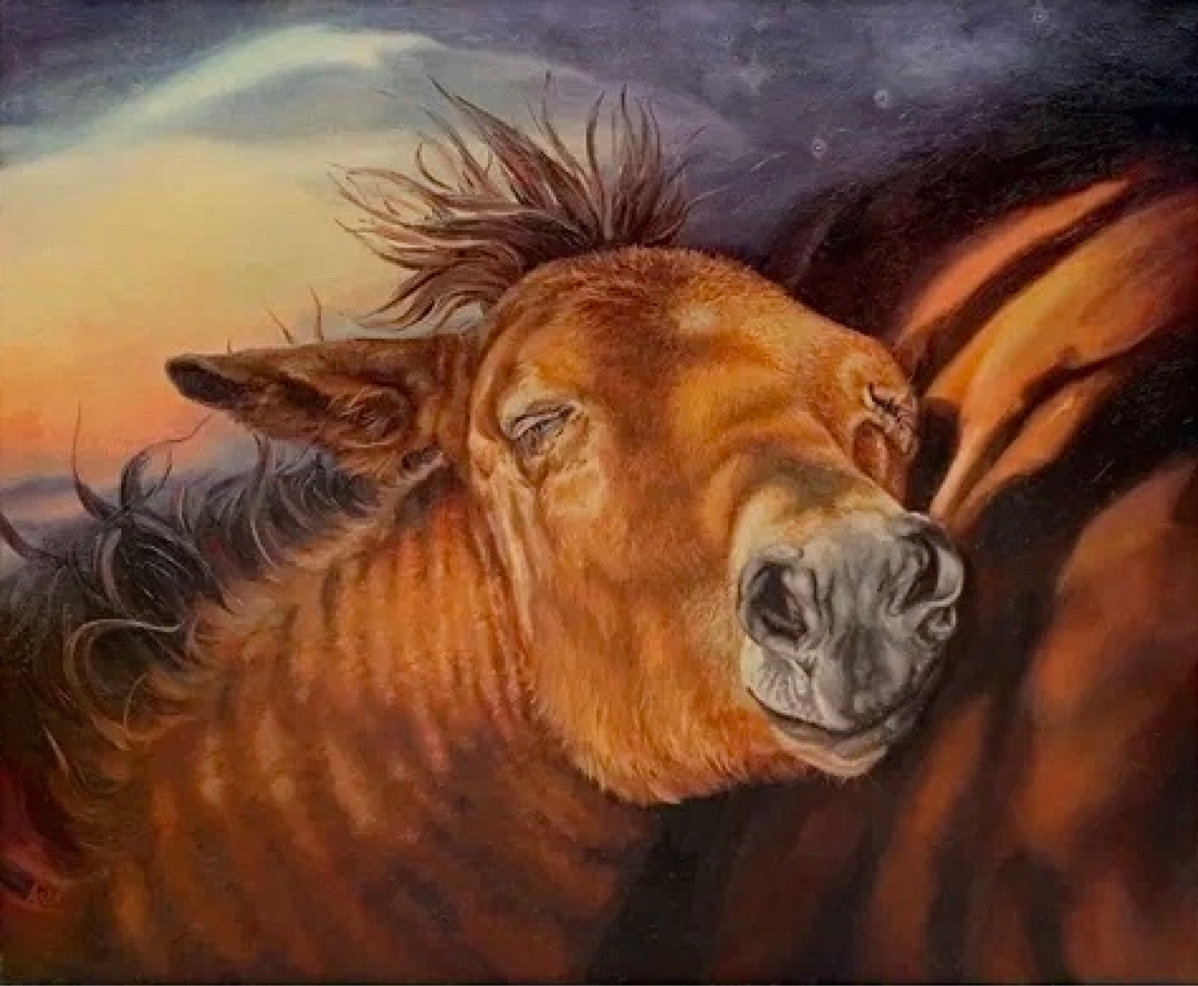 Картина маслом на холсте лошади авторская художника